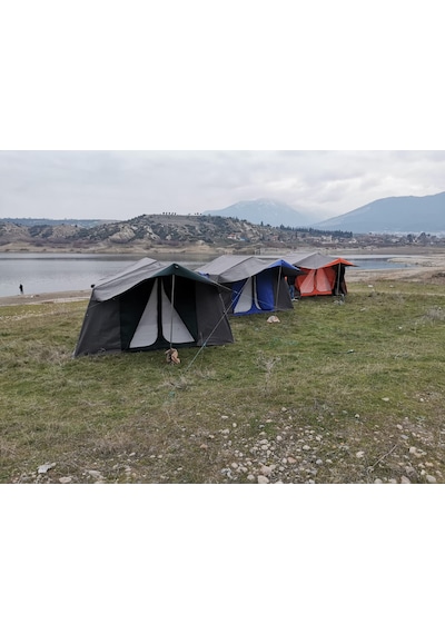 Oba Çadır - 2 Odalı Kamp Çadırı 4 Kişilik Kapı Sineklikli Yeşil - Gri