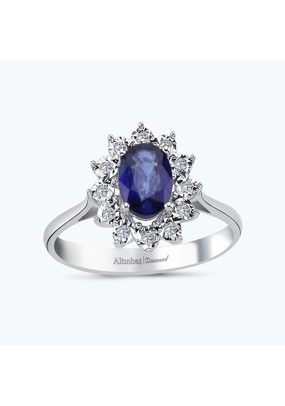 Altınbaş Pırlanta Safir Oval Yüzük Mze240s-14k