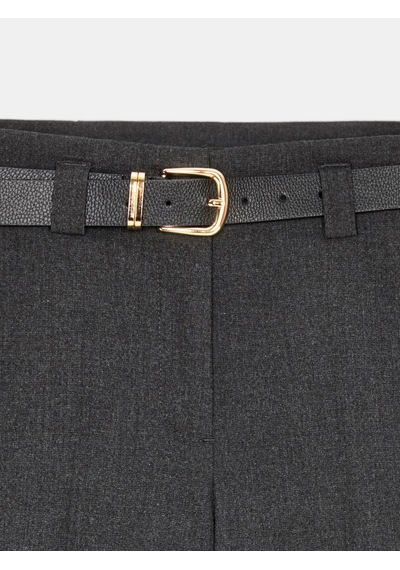 Dilvin 72821 Kemerli Kıvrık Paça Pantolon-antrasit