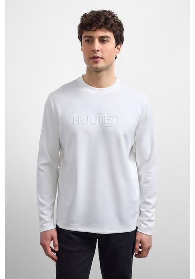 Backandbond Beyaz Bisiklet Yaka Regular Fit Sweatshirt