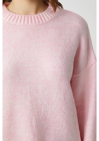 Ritnice Kadın Homy Yumuşacık Bisiklet Yaka Soft Pembe Oversize Triko Kazak Softpembe