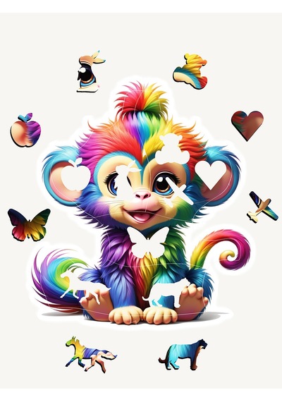 Ncpuzzles Monkey, 14 Parça Ahşap Yapboz, Bul Tak Puzzle