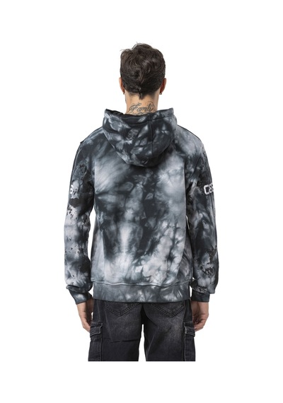 Cipo & Baxx Cl593 Erkek Hoodie Sweatshirt Modern Baskılı, Kapüşonlu, Rahat Kesim Sweatshirt Siyah