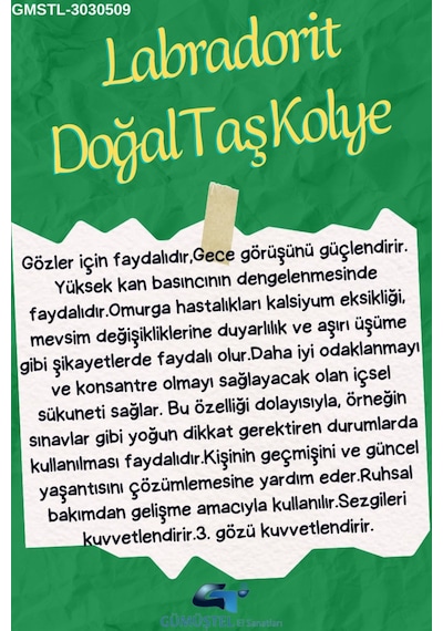 Sertifikalı Labradorit Orijinal Doğal Taş Tımbıl Kolye Aaa Kalite Çok REnkli
