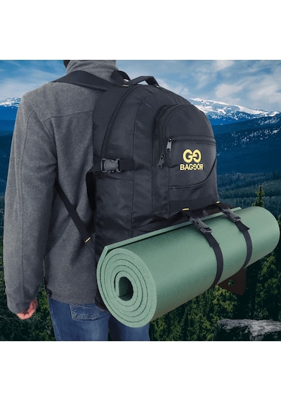 571 Collections Baggor 65 Litre Körüklü Siyah Su Geçirmez Çok Gözlü Laptop Bölmeli Erkek Bayan Okul-kampçı-seyahat-dağcı-outdoor-trekking Sırt Çantası Siyah Açık Altın