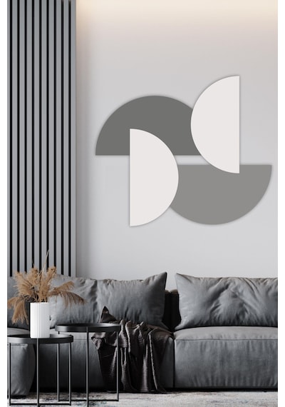 MSticker Gri Tonlarda Yarım Daireler Çocuk Bebek Odası Sticker Seti 85x100 Cm