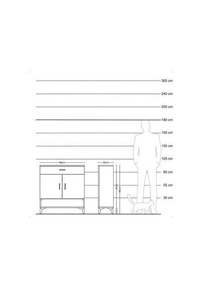 Arges Şifonyer 2 Raflı Tek Çekmeceli 2 Kapaklı 88x30x96 Çam-çam Çam