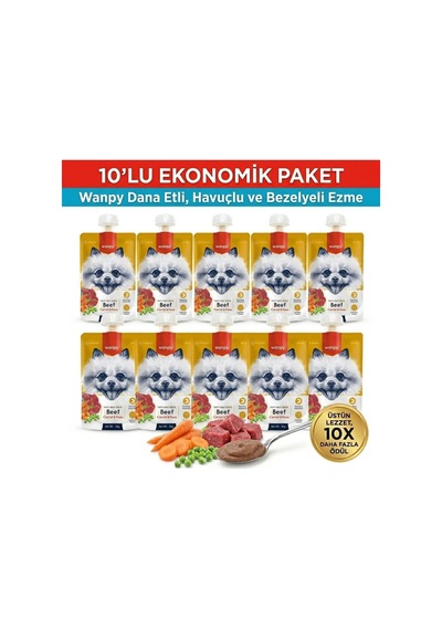 Wanpy Sığır Havuç Köpek Et Ezmesi 90 Gr X 10
