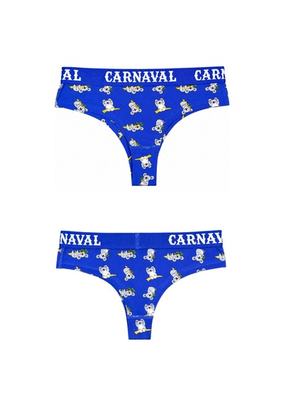 Carnaval Socks Koala Desenli Kadın Brazilian Külot Pamuklu Likralı Saks Mavi Çok Renkli