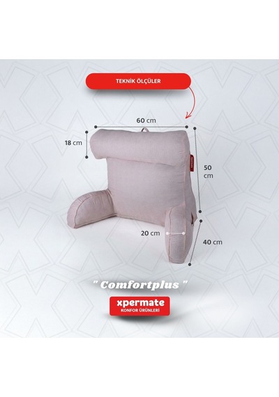 Xpermate TV Yastığı Kollu Okuma Yastığı Sırt Destek Yastığı Yatakta Oturma Kitap Okuma Yastığı Pembe