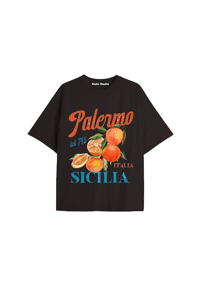 Kalic Studio Unisex Oversize Palermo Sicilia Tshirt Siyah