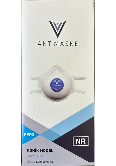 Ant Beyaz Ventilli Ffp2 Nr Toz İş Güvenlik Sanayi Boya Konik Maske - 25 Adetlik Paket