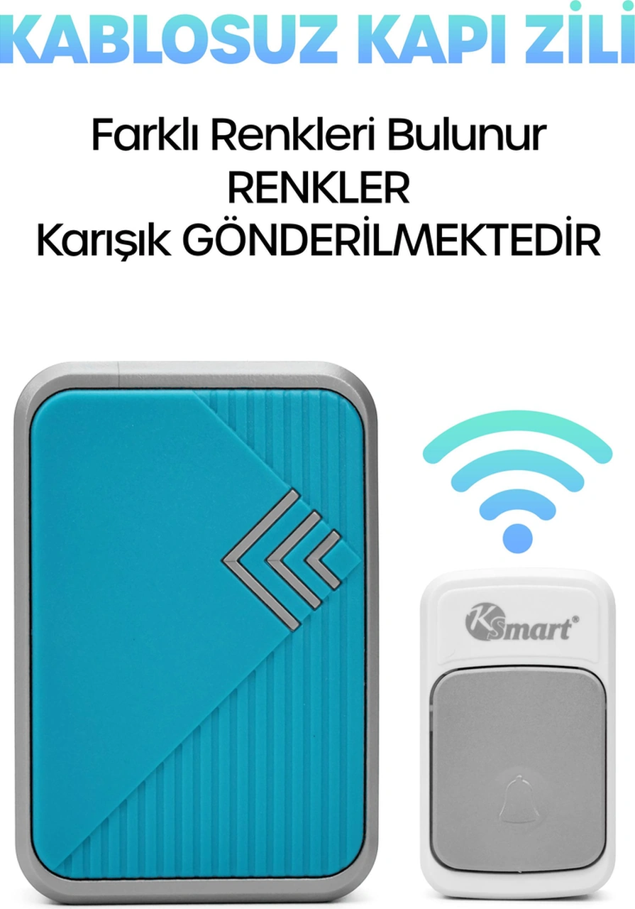 Kablosuz Uzaktan Kumanda Kapı Zili Işıklı Uzun Menzilli Pilli 36 Farklı Melodili Renkli 9426