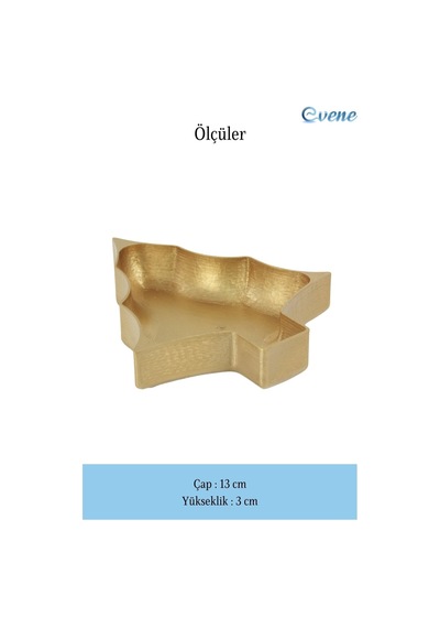 Dekoratif Kase Takı Kutusu Yüzük Kolye Kutusu Mum Tabağı Takı Organizer Ağaç Model - Altın