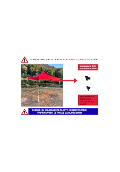 3x3 M 40 Mm Altıgen Profil Tente Plastik Yedek Parçaları Orta Bağlaç Siyah