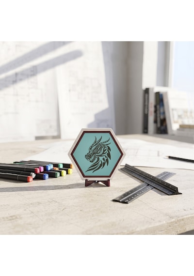 Güçlü Ejderha Figürü İşlemeli Masaüstü Dekoru, Yaşam Alanlarınıza Karakter Katan Zarif Ve Modern Bir Tasarım 10x10 Cm, Turkuaz
