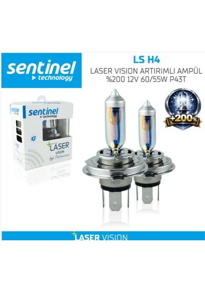 Sentinel Laser Vısıon Artırımlı Ampül H4 %200 12v 60/55w P43t 1 Takım 2 Adet