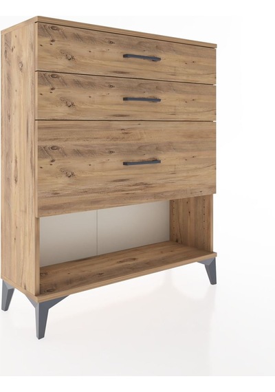 Arges Şifonyer 3 Çekmeceli 88x30x106 Çam-çam Çam