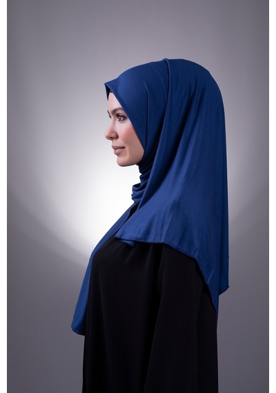 Hürrem Bone Indigo Düz Klasik Şal Viskon Kumaş Likralı Penye 202101_34 Indigo