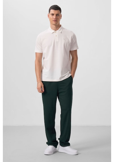 Tommylife Tommy Life Ekru Basic Göğüs Logolu Standart Kalıp Triko Polo Yaka Erkek T-shirt - 87768 Ekru