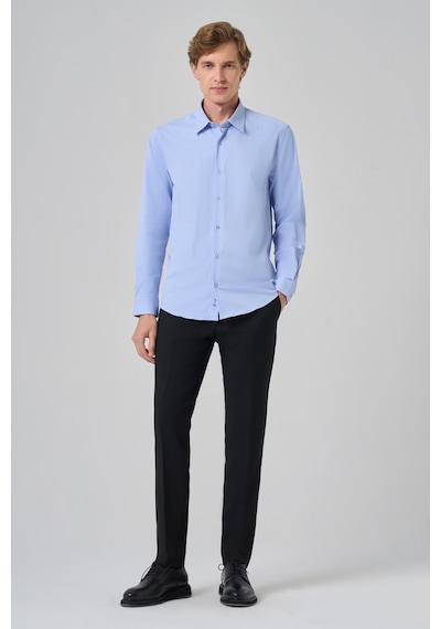 Morven Erkek A. Mavi Slim Fit Sert Yaka Gömlek 26mc004003311 A. Mavi