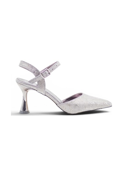 Hbz 0615 Simli Kadın Stiletto Platin
