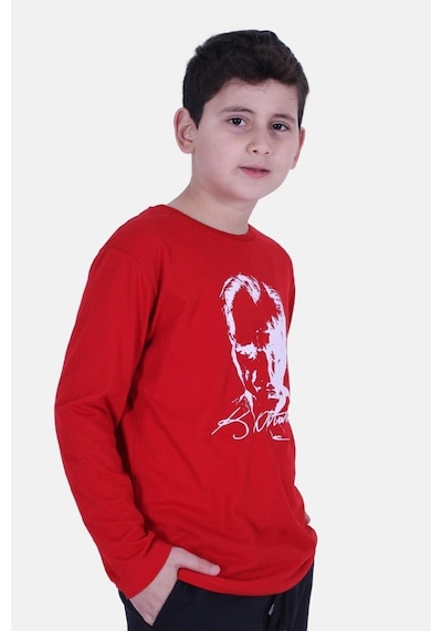 Fyk Kids Atatürk Imza Baskılı Unisex Çocuk Sweatshirt Kırmızı
