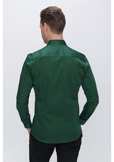 Efor Gk 669 Slim Fit Yeşil Klasik Gömlek Yeşil