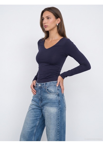 Dilvin 33215 Sıcak Tutan V Yaka Bra-free Top K.lacivert