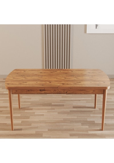 Merona Atlantik Çam 80x132 Mdf Ahşap Ayaklı Açılır Mutfak Masası, Yemek Masası, Salon Masası Atlantik Çam