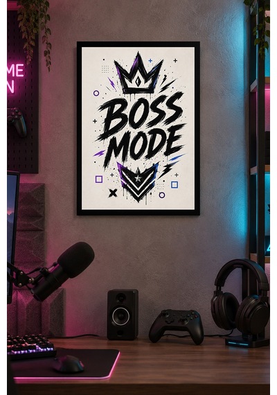 Taçlı Oyun Modu Teması Desenli Dekoratif Mdf Tablo, Çerçeve Görünümlü Ahşap Poster