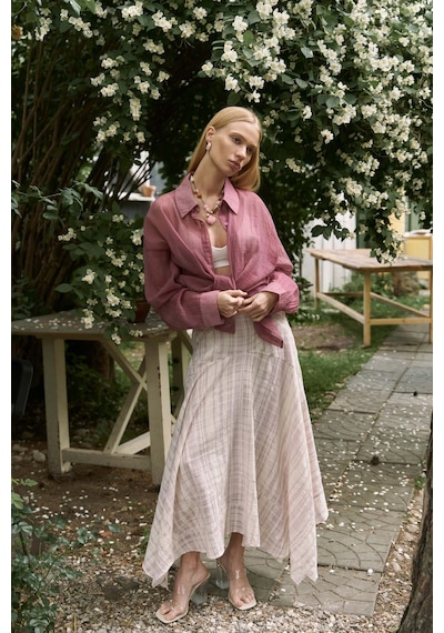 Mai Collection Mai Studios Co. Syaritta Oversize Bordo Transparan Gömlek bordo