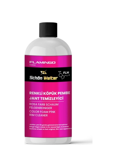 Araç Oto Pembe Jant Temizleyici - Renkli Köpük Sprey 500ml Flamıngo