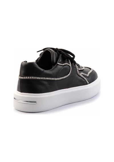 Bambi Siyah Hakiki Deri Kadın Sneaker K01480136703 Siyah