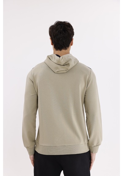 Rowinger Omuz Panel Detaylı Fermuarlı Kapüşonlu Erkek Sweatshirt Green