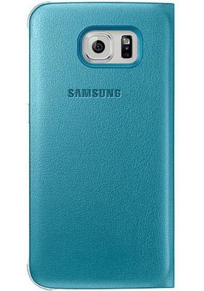 Samsung Uyumlu S6 S-view Cover Kılıf Deri Mavi Ef-cg920plegww Mavi