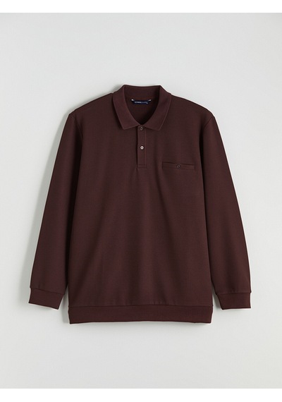 Lcwaıkıkı Classic Bordo Büyük Beden Polo Yaka Erkek Sweatshirt