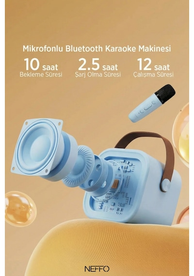 Bluetooth Karaoke Mikrofon Ve Taşınabilir Hoparlör Çok İşlevli Müzik Çalar, Çocuk Ve Yetişkin İçin