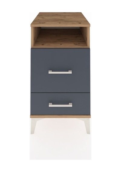 Kronos Komodin Tek Raflı 2 Çekmeceli 44x59x80 Çam-antrasit Atlas Çam