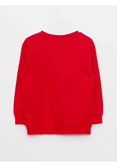 LC Waikiki Lcw Baby Kırmızı Bisiklet Yaka Uzun Kollu Baskılı Erkek Bebek Sweatshirt Brıght Red