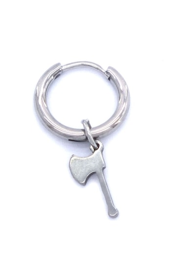 Bz 316l Çelik Unisex Tek Balta Küpe Unk-484 Beyaz