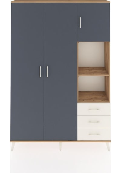 Arges Dolap 5 Raflı 3 Çekmeceli Tek Askılı 132x30x195 Çam-ant... Çam