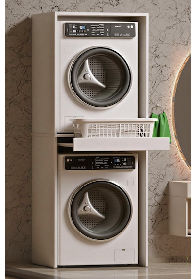 Çamaşır Sepeti Çekmeceli Çamaşır Ve Kurutma Makinesi Banyo Dolabı Antrasit