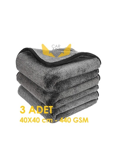 Mikrofiber Oto Kurulama Ve Temizlik Havlusu 40cmx40cm, 3 Adet, 440gsm