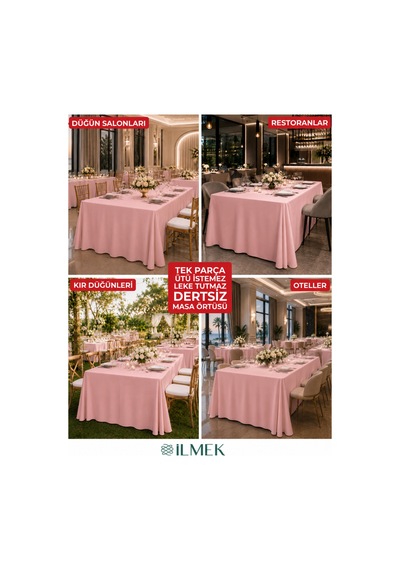 Dertsiz Dikdörtgen Masa Örtüsü 320x220cm - Dikişsiz Ütü İstemez - Düğün Davet Organizasyon Otel Restoran Gül Kurusu Gül Kurusu Dertsiz Dikdörtgen Masa Örtüsü 320x220cm - Dikişsiz Ütü İstemez - Düğün Davet Organizasyon Otel Restoran Gül Kurusu Gül Kurusu