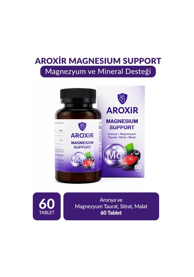 Aroxir Magnesium Support Günlük Destek Aronya Ve Magnezyum Taurat, Sitrat, Malat 60 Tablet
