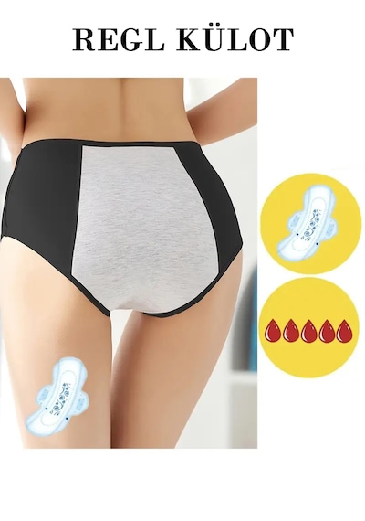 Sauna Suit Süper Emici Ultra Hijyenik Regl Külodu , Gece Gündüz Gün Boyu Etkili Sızdırmaz Adet Külodu Siyah