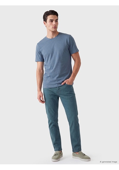 Lcwaıkıkı Classic İndigo Regular Fit %100 Pamuk Erkek Tişört