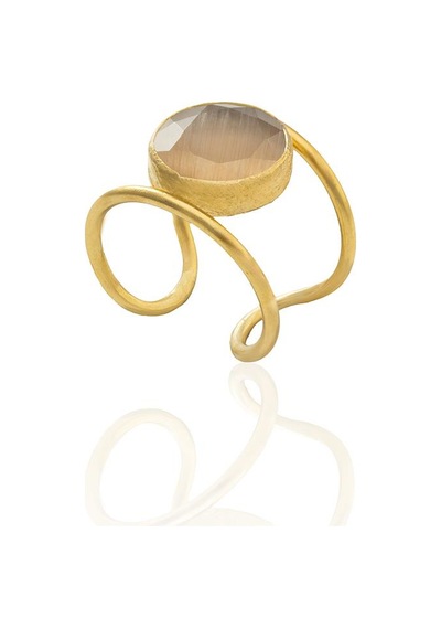 Kadir Jewellery 22 Ayar Altın Kaplama Kadın Zirkon Taşlı Yüzük Turuncu