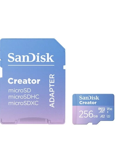 Sandisk Creator 256gb 190/130mb/s Microsdxc Uhs-ı A2 V30 Adaptörl